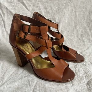 Brown wooden heel Ralph Lauren heeled sandals